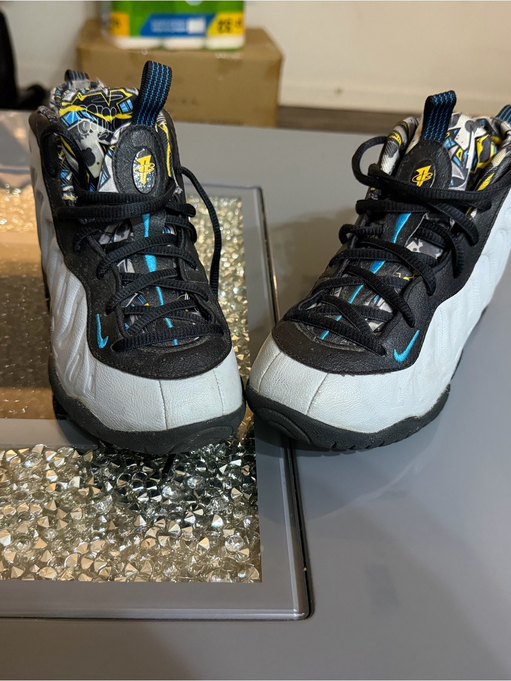 Kids Athletic Shoes in Gray & Black with Blue Accents